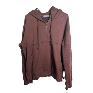 crysp denim womens half zip long sleeve hoodie sweater size 2XL XXL pocket